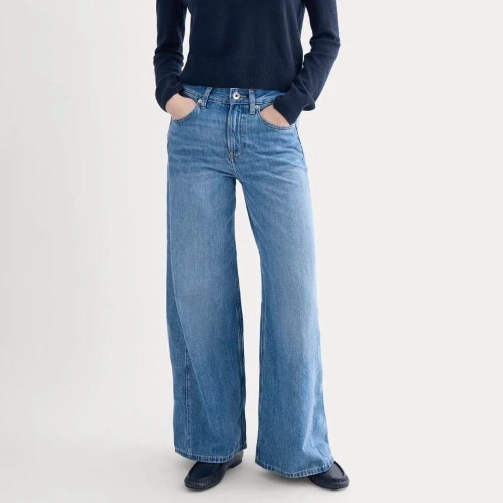 Everlane Paneled Wide Leg Jean Tungsten Scratch Blue Size 30 Regular NWT